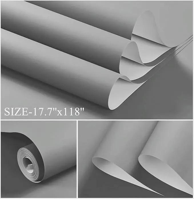 Dimoon 236''x17.7'' Grey Peel and Stick Wallpaper Contact Paper Modern Self Adhesive Wall Paper Removable Renter Friendly Textured Solid Color Shelf Cabinet Vinyl Roll (236''x17.7'',Grey) by GreenHaven Gardens