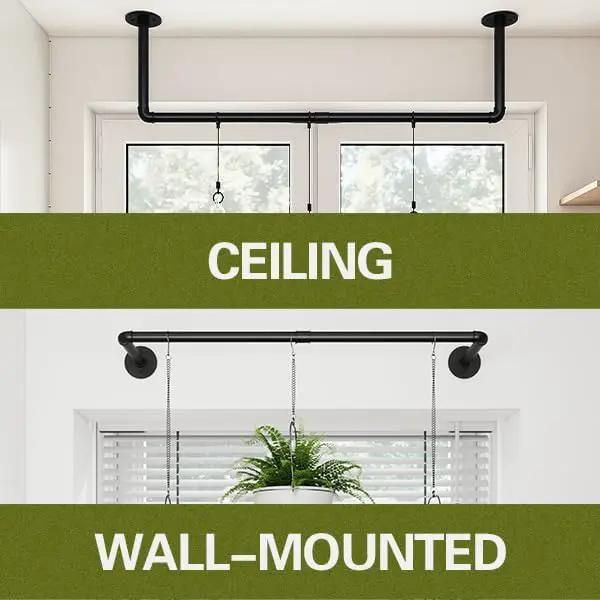 2Pc Hanging Planters for Indoor Plants Plant Hanger Indoor Hanging Plant Holder Black Metal Rod(Pot/Chain/Plant not Included by GreenHaven Gardens