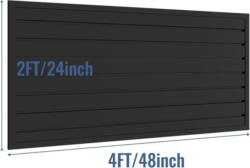 Slatwall Panel Garage Organizer PVC Slatwall Heavy Duty Wall Mounted Rack, Interlocking Slat Wall Panels for Tool Organization Peg Board (Black 4 x 2 ft) by GreenHaven Gardens