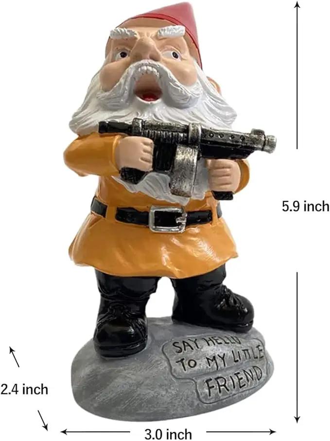 Garden Gnomes Outdoor Funny Garden Gnomes Funny Gnomes with Guns - for Indoor Outdoor Garden Gnome Sculpture Patio Yard Lawn Dwarf Decoration by GreenHaven Gardens