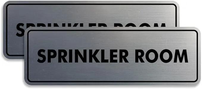 Signs ByLITA Standard Sprinkler Room Sign (Brushed Silver) - Large 2 Pack by GreenHaven Gardens