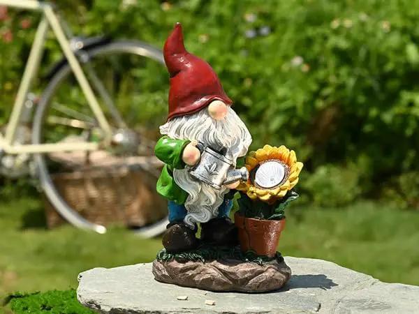 TERESA'S COLLECTIONS Sunflower Garden Gnomes Decorations for Yard with Solar Lights, Cute Resin Garden Sculptures & Statues for Outdoor Patio Lawn Ornaments,Ideal Gifts for Mom Women and Man, 11.4" by GreenHaven Gardens