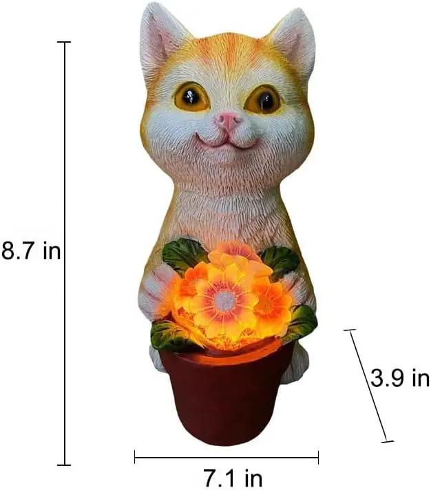 YODY Solar Garden Statues Outdoor Decor- Yard Decorations for Patio, Balcony, Backyard, Lawn Ornaments - Cat Statue with Flower Pot- Unique Cat Lover Gifts for Mom, Grandma, Women by GreenHaven Gardens