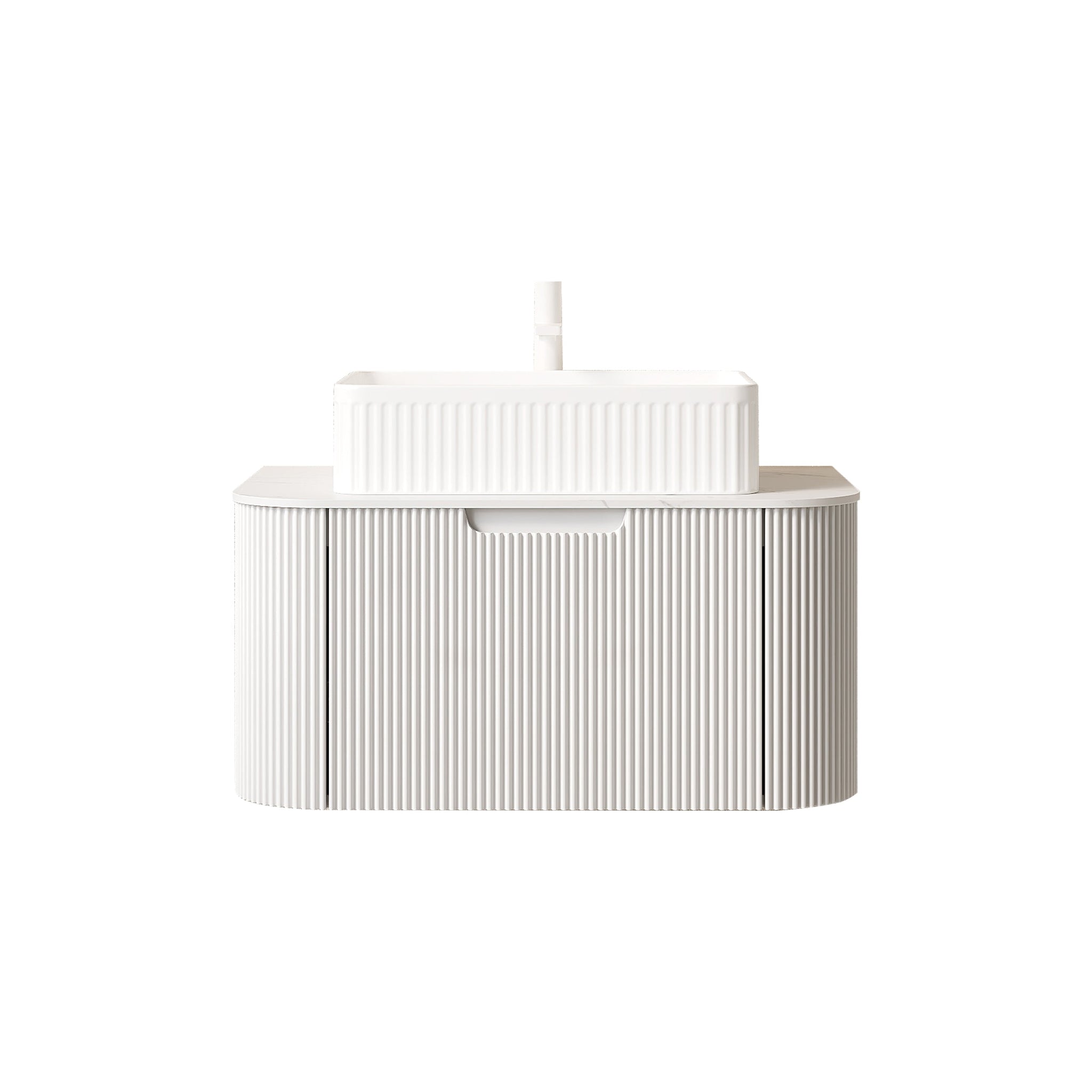 DINA 30" Bathroom Vanity & Sink with Floating Curved Edges and Storage Drawer by HouseOfZazla