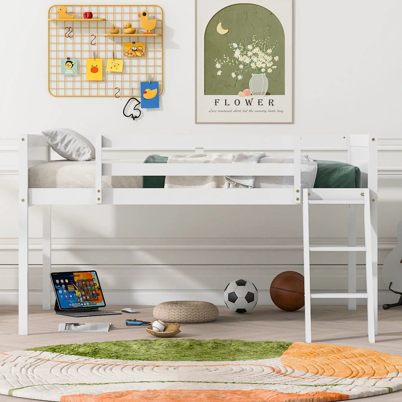 Low Loft Bed With Adjustable Ladder by HouseOfZazla