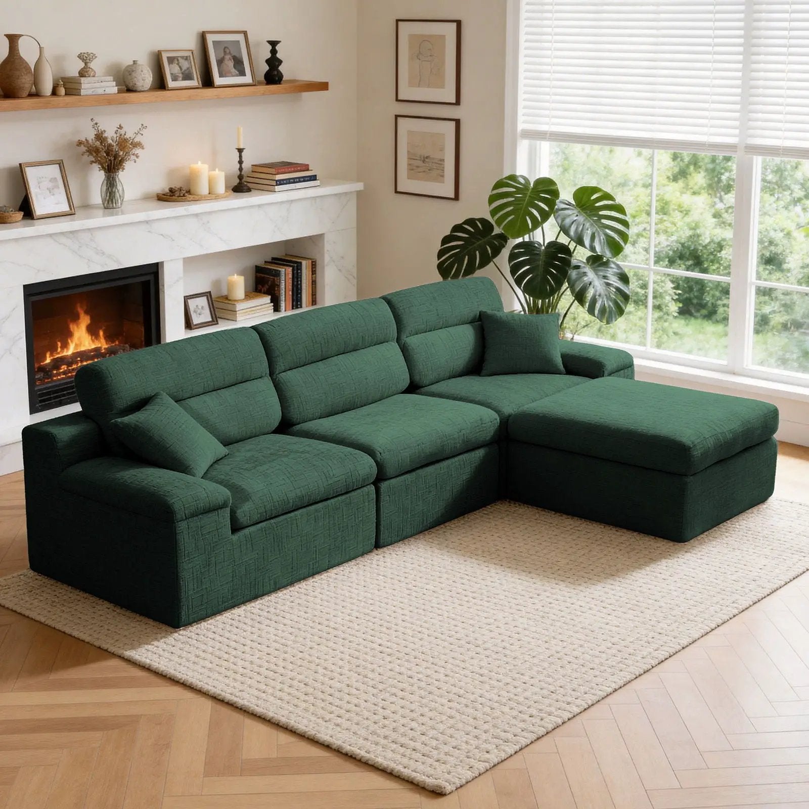 Corner Chaise Sofa With High Backrest by Unique Piece Furniture
