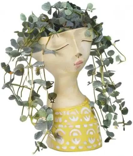 DiliComing Face Planter-Pots for Indoor Plants - 11 Inch Tall Planters for Flowers Head Planter with Drainage for Patio Yard Garden Succulent Pots Garden Décor 6 x 6 x 11 Inch by GreenHaven Gardens