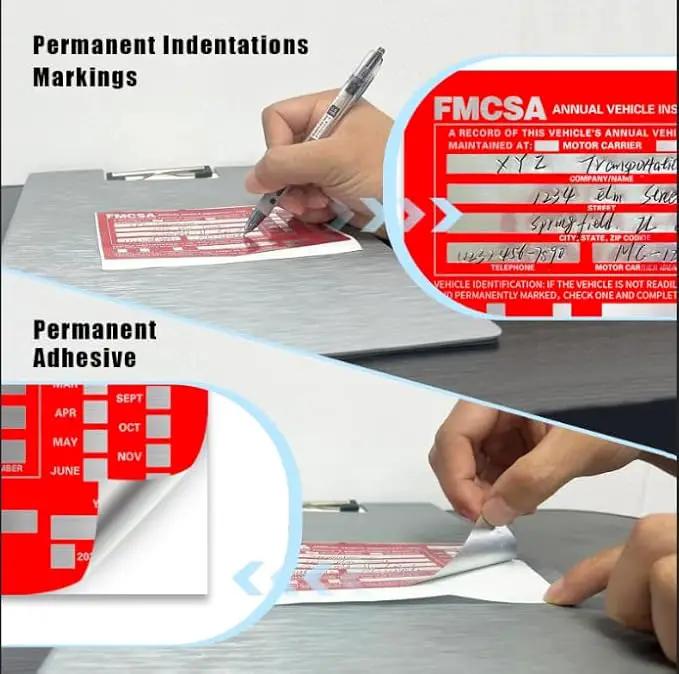 Goldenfox DOT Inspection Forms and Stickers,10-Pack,3-Ply Carbonless Annual Vehicle Inspection Report Form(8.5" x 11.75) with Red Exterior Aluminum Inspection Label(6"x3.5"), Permanent Adhesive. by GreenHaven Gardens