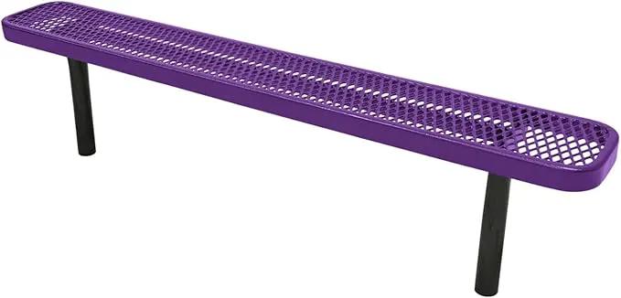 Coated Outdoor Furniture Heavy-Duty Outdoor Bench Thermoplastic Coated, Expanded Metal, Commercial-Grade Seating, Made in America (Inground Without Back, 6 Ft, Purple) by GreenHaven Gardens