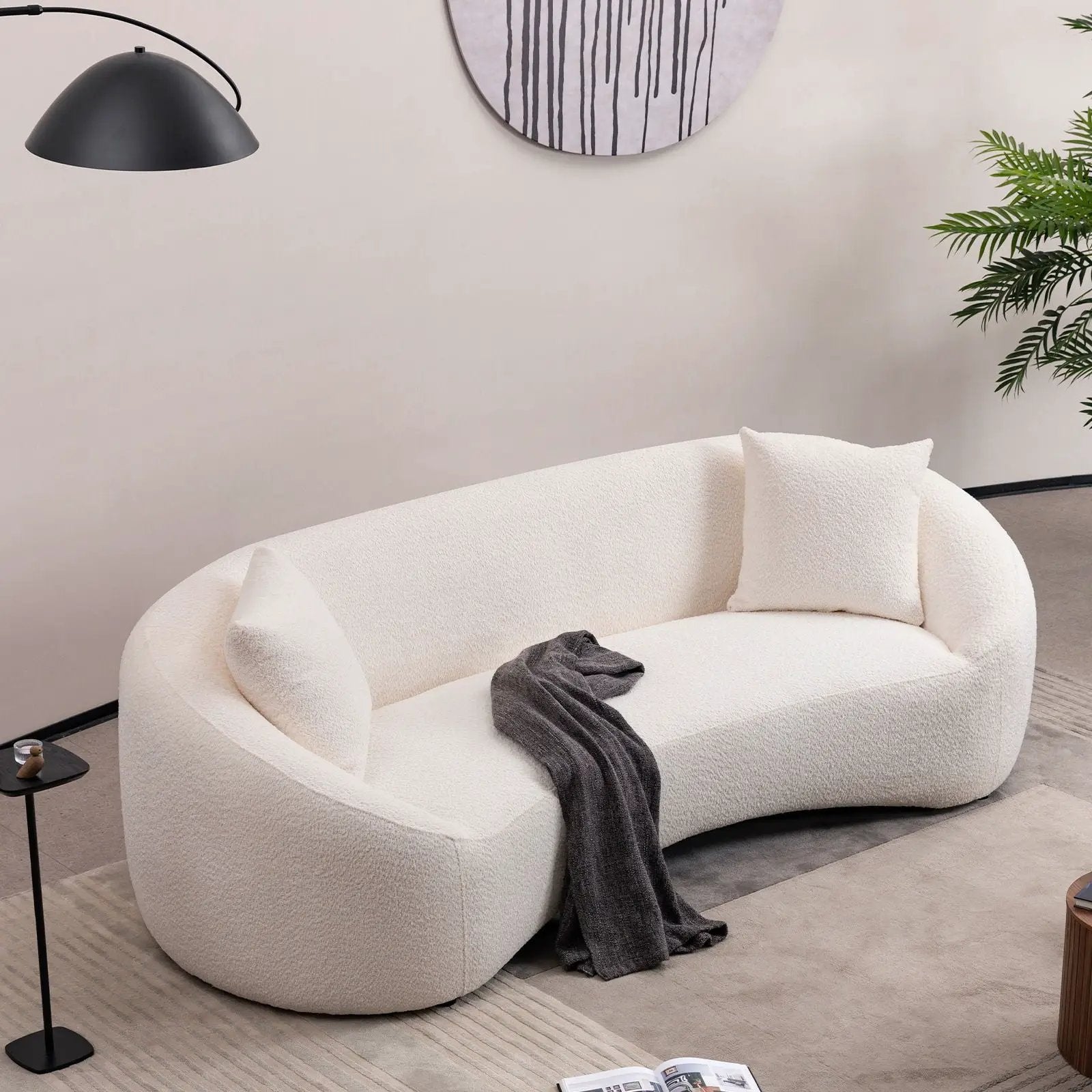 Curved 3 Seater Sofa For Living Room - White by Unique Piece Furniture