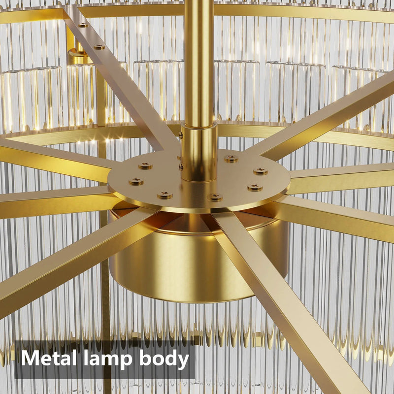 37" Modern Gold Round 8-Light Crystal Chandelier by HouseOfZazla