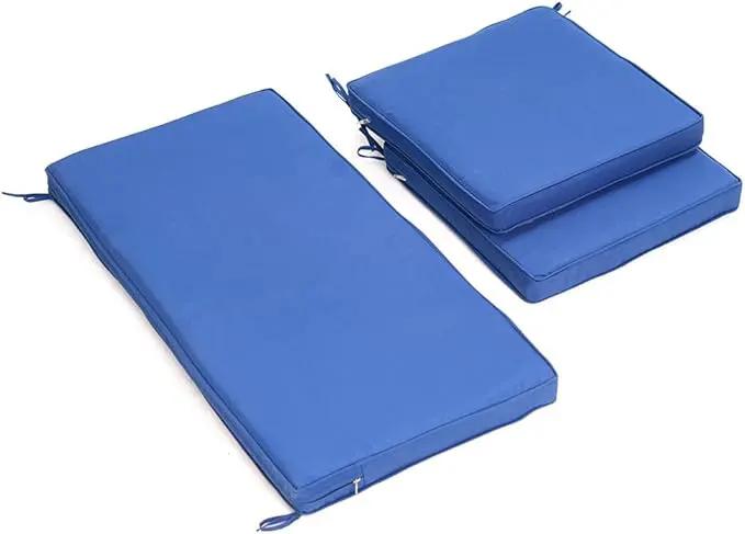 3-Pack Outdoor Patio Furniture Replacement Cushions Set–High-Elastic Sponge Cushions Fit 4-Piece Wicker Rattan Sofa, Loveseat & Chairs, 36x18x2 & 18x18x2, Waterproof, Fade-Resistant (Wine red) by GreenHaven Gardens