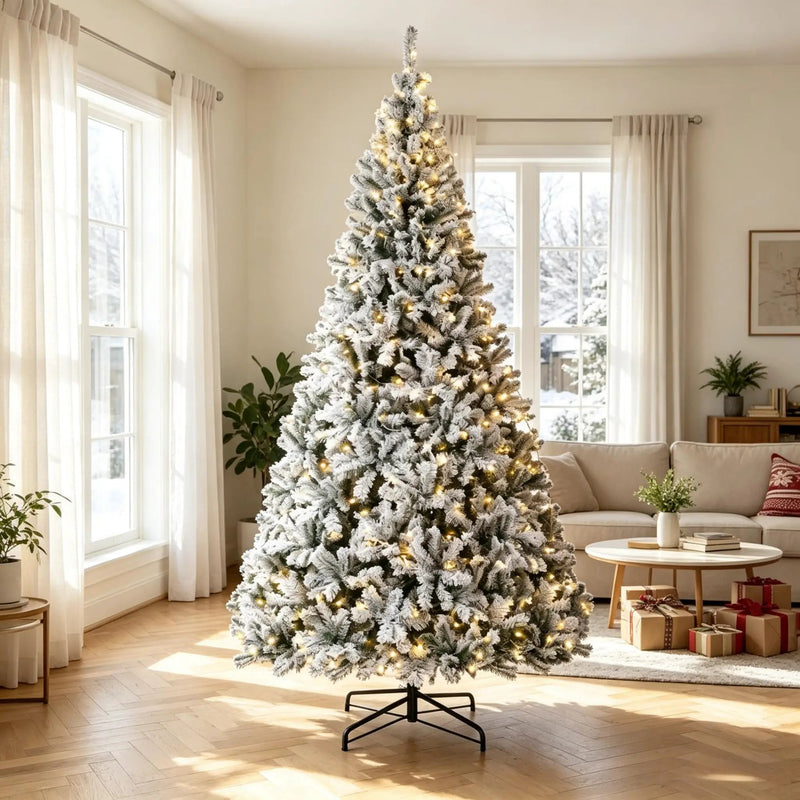 9 Ft Pre-Lit Flocked Fraser Fir Artificial Christmas Tree by HouseOfZazla