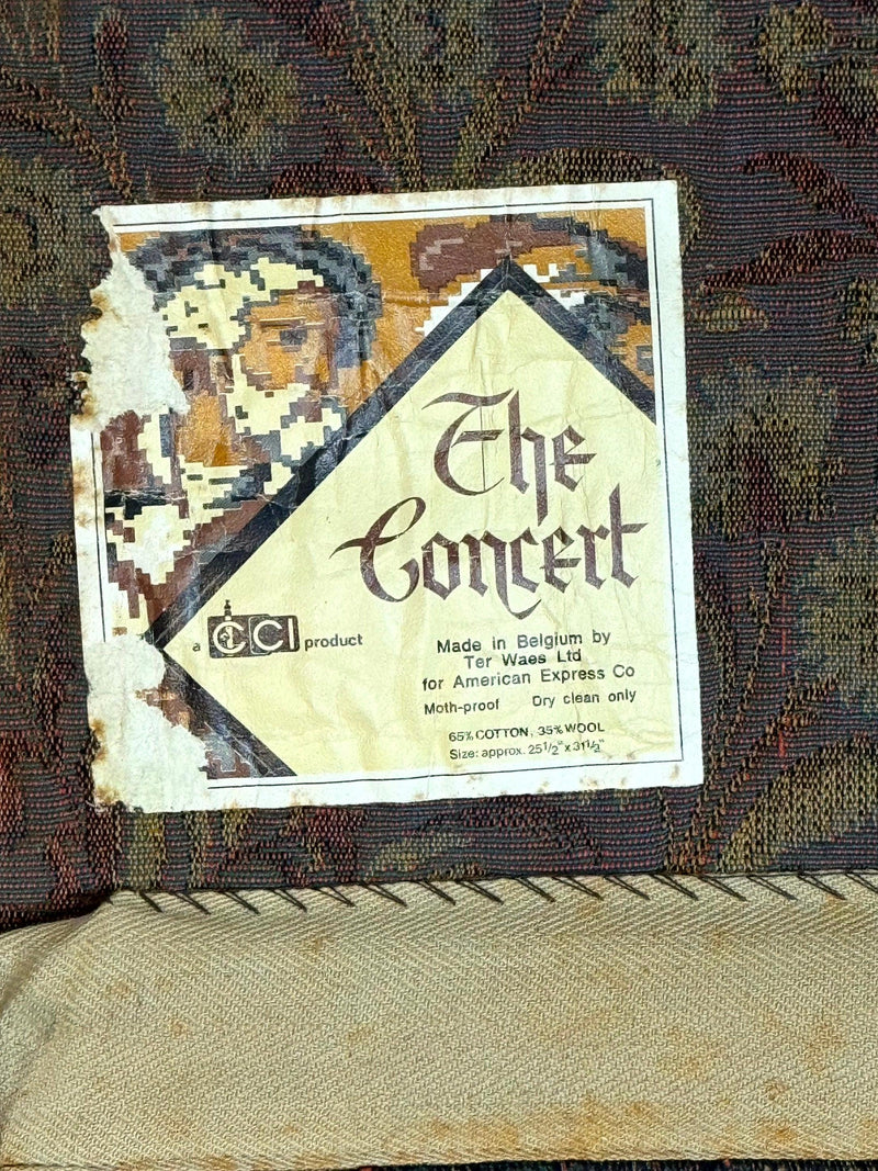 Vintage Belgium Tapestry 2x3 with Red, European Design, Flemish Tapestry by Jewel Rugs
