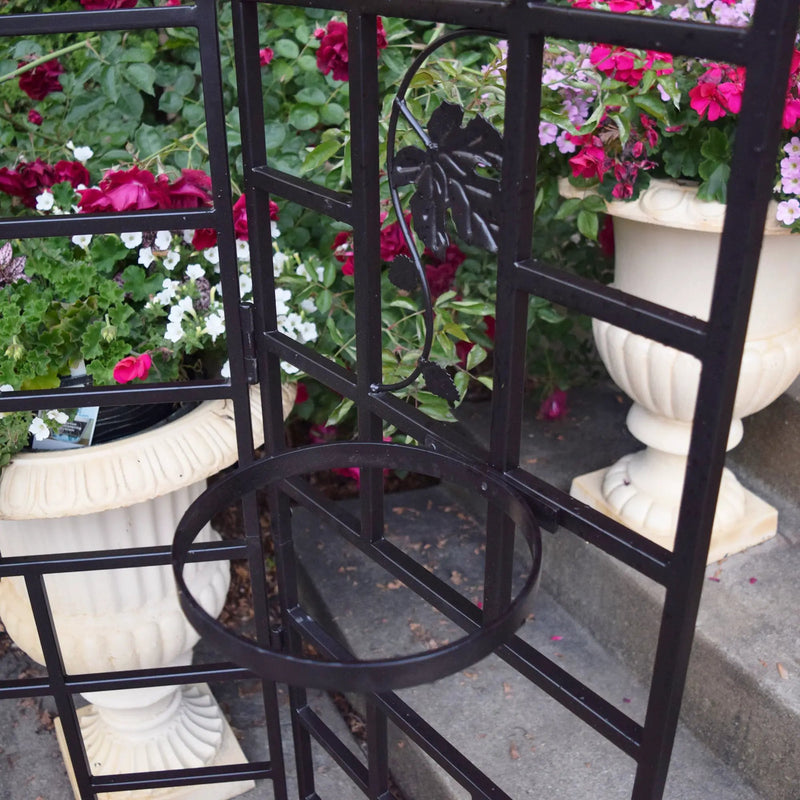 Three Panel Steel Brown Patio Screen Trellis with Flower Pot Holders by Sharicks