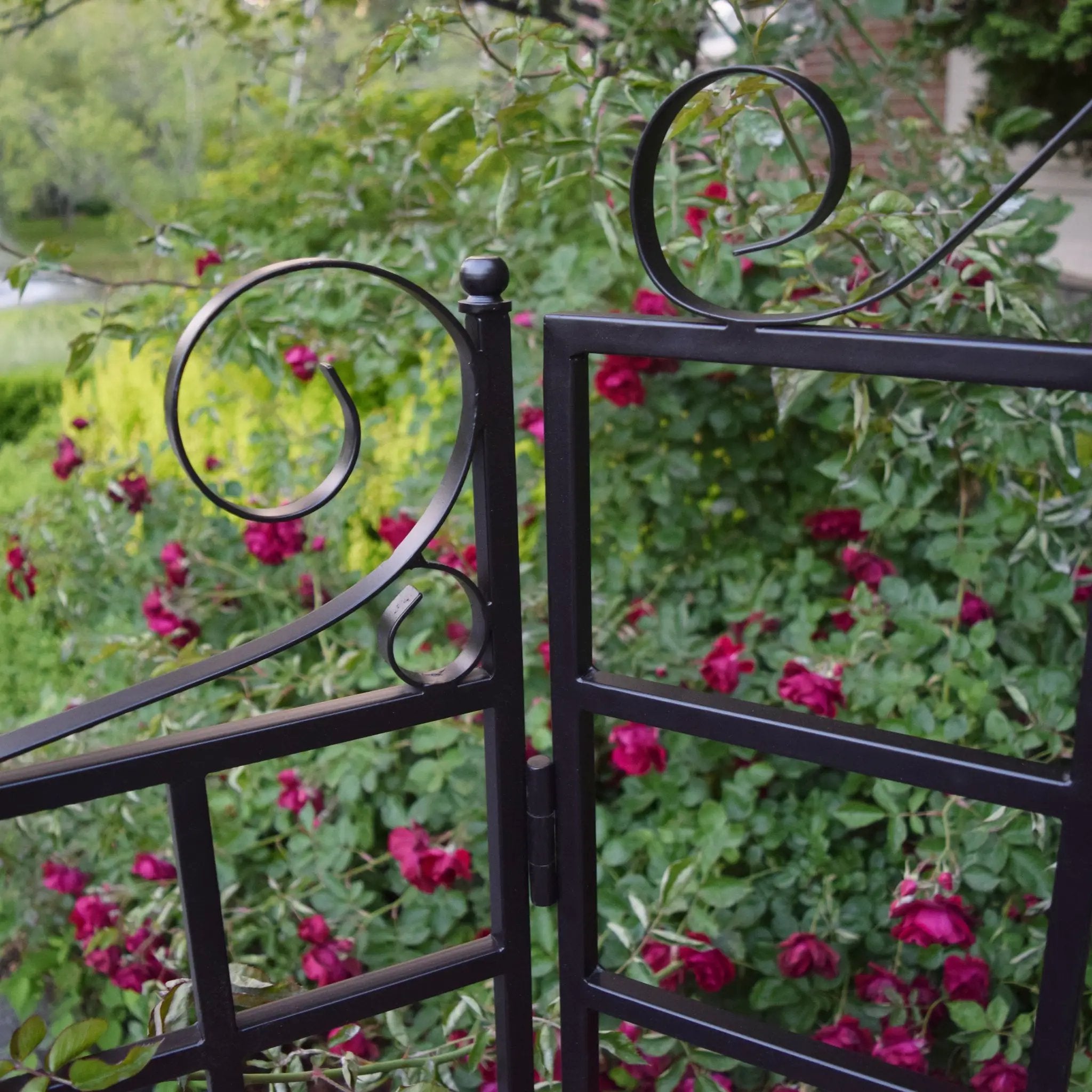 Three Panel Steel Brown Patio Screen Trellis with Flower Pot Holders by Sharicks