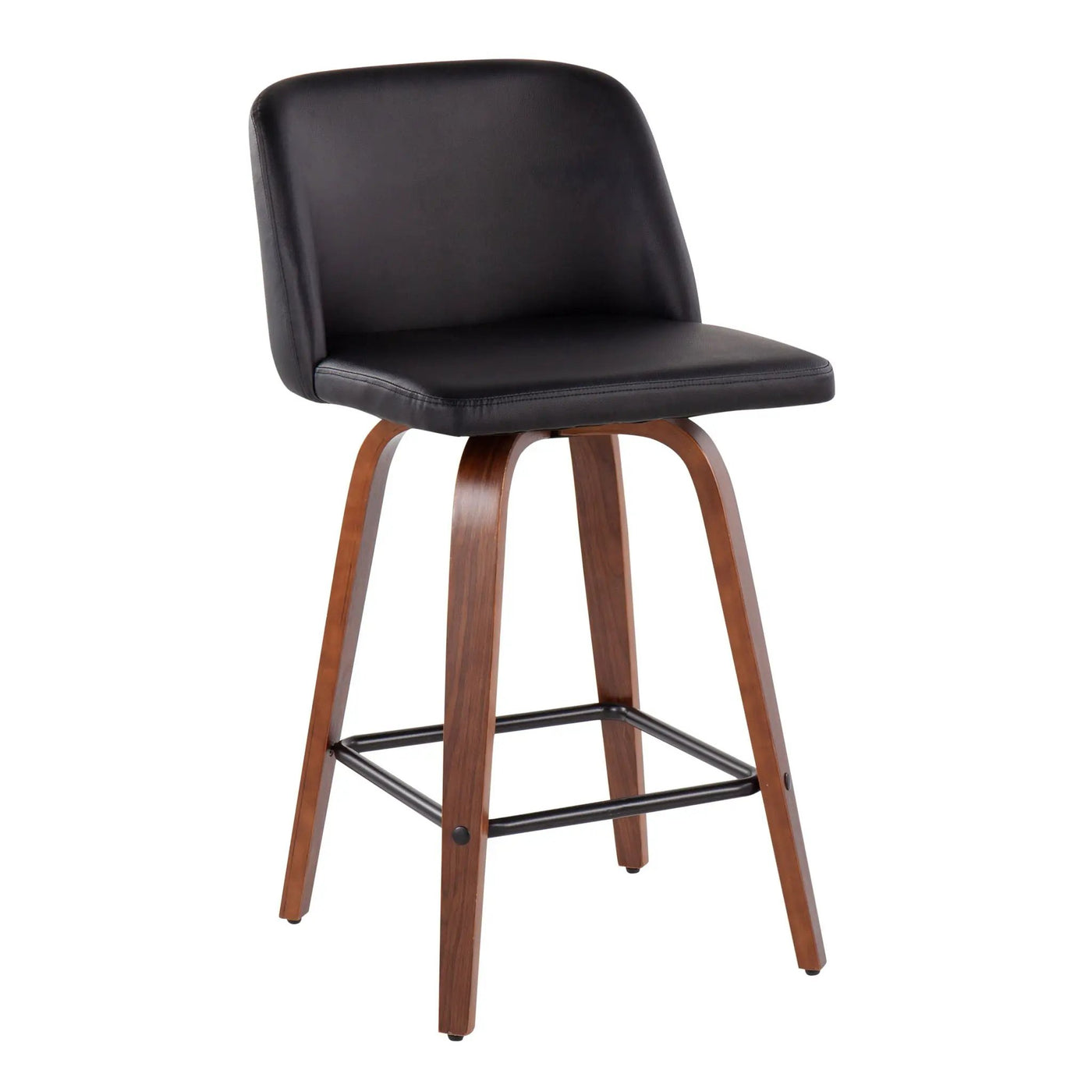 Toriano - Mid Century Modern Fixed Height Counter Stool & Square Footrest (Set of 2) by HouseOfZazla