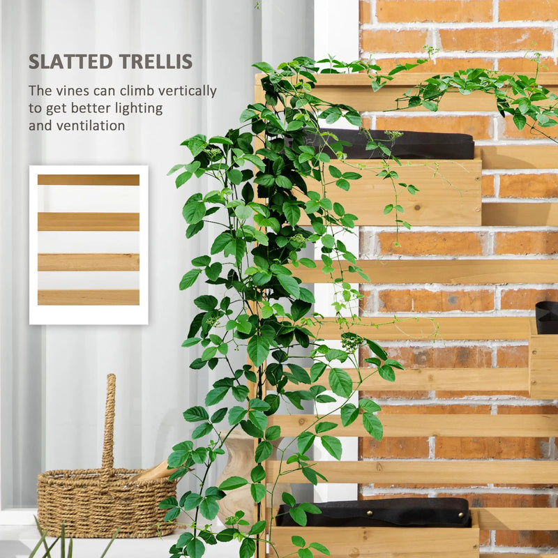 Outsunny Wooden Plant Trellis Stand with 5 Hanging Planter Boxes, photo 5 of 10