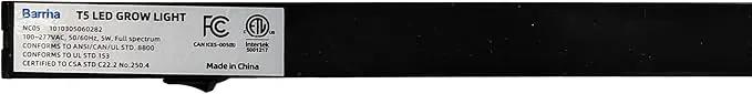 Barrina T5 Grow Lights for Indoor Plants, Full Spectrum Grow Light, 1ft LED Plant Light, Black Cover LED Grow Light Strips, 3 Mounting Modes, Magnetic Installation, Plug and Play, 5000K, 4 Packs by GreenHaven Gardens
