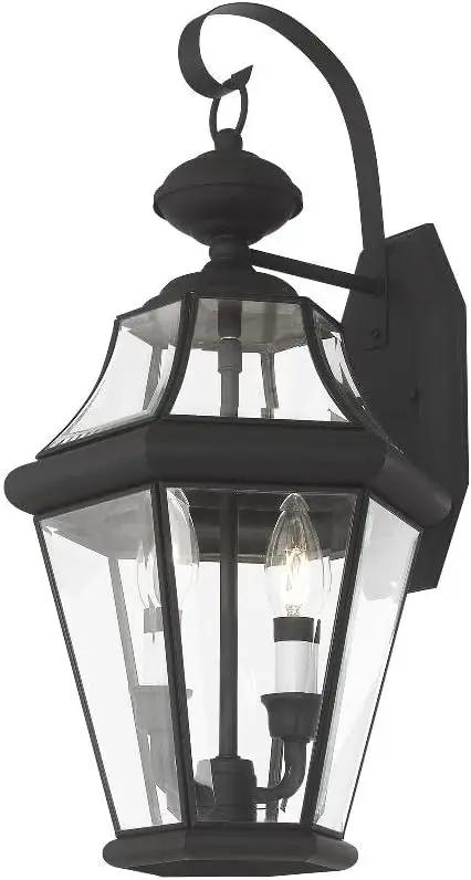 Livex Lighting 2261-91 Georgetown 2 Light Outdoor Wall Lantern, Brushed Nickel by GreenHaven Gardens