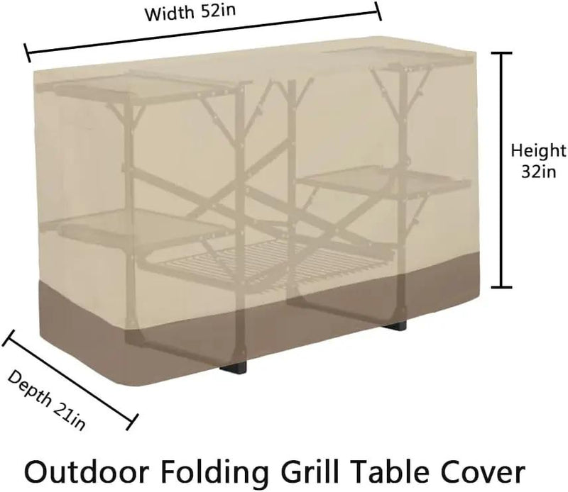 Outdoor Slim-Fold Cook Station Cover Waterproof Heavy Duty Portable Outdoor Folding Grill Table Cover, Beige by GreenHaven Gardens