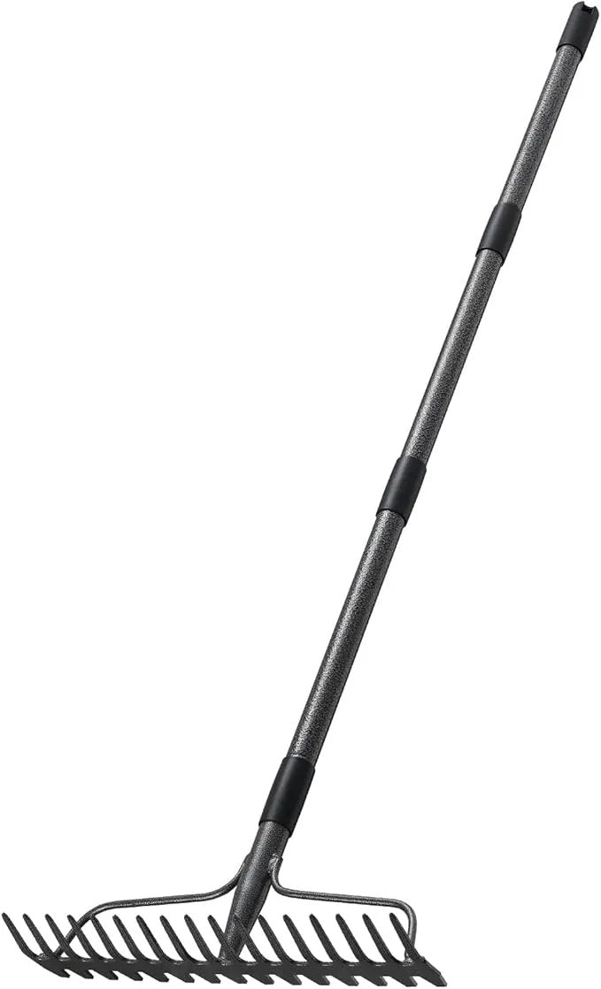 77'' Bow Rake ，17 Tines Metal Head Rakes with Stainless Steel Handle，Heavy Duty Garden Rake for Loosening Soil Gathering Leaf Leveling Lawn Farming Land Management Yarn Thatch Rake by GreenHaven Gardens