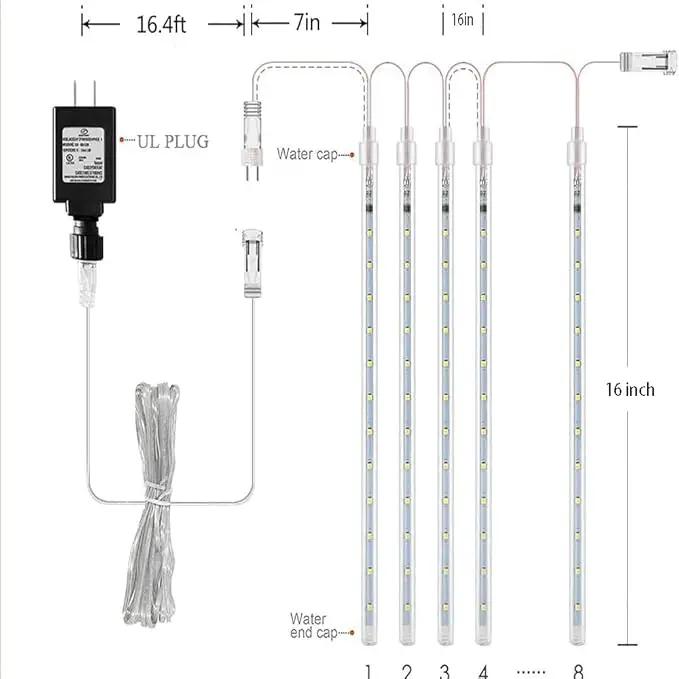 Christmas Lights, 16 Inch/40cm Meteor Shower Lights, Xmas Decorations for Outside Yard Party, LED Icicle Christmas Light Outdoor for Tree Porch House Holiday, UL Plug, Blue by GreenHaven Gardens