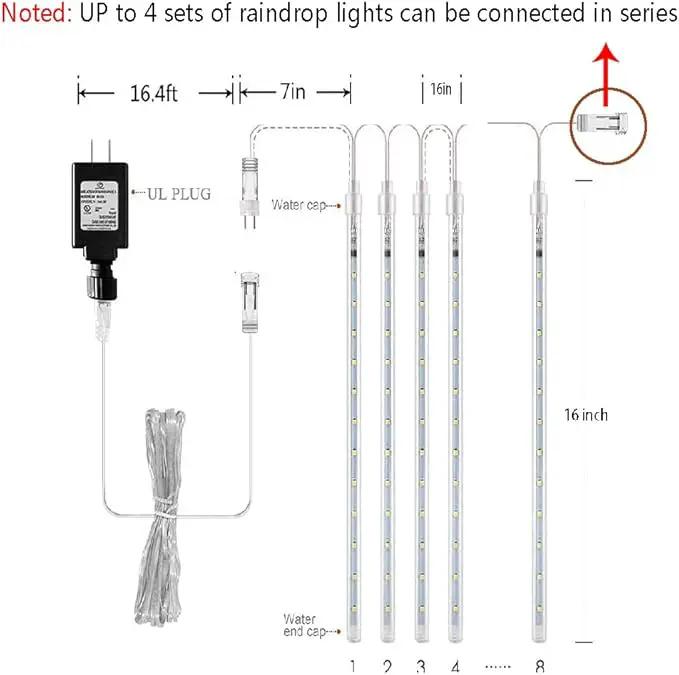 Aokudoni Christmas Lights Outdoor, Upgraded 16 inch /40cm Meteor Shower Lights 8 Tube Falling Rain Light Icicle String Lights for Xmas Tree New Year Party Wedding Decorations, UL Plug, White by GreenHaven Gardens