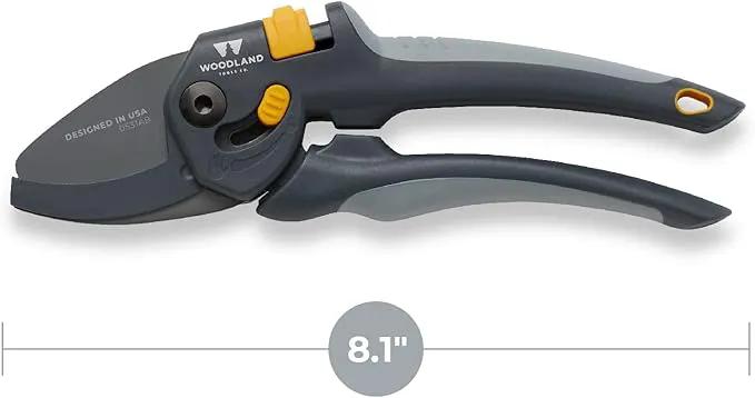Woodland Tools Co. Heavy Duty Anvil Pruning Shears – 5/8" Cut Capacity, High Carbon Steel Blade, Internal Spring, Adjustable Grip Slider, Garden Pruner for Dry Branches, Stems, and Dead Growth by GreenHaven Gardens