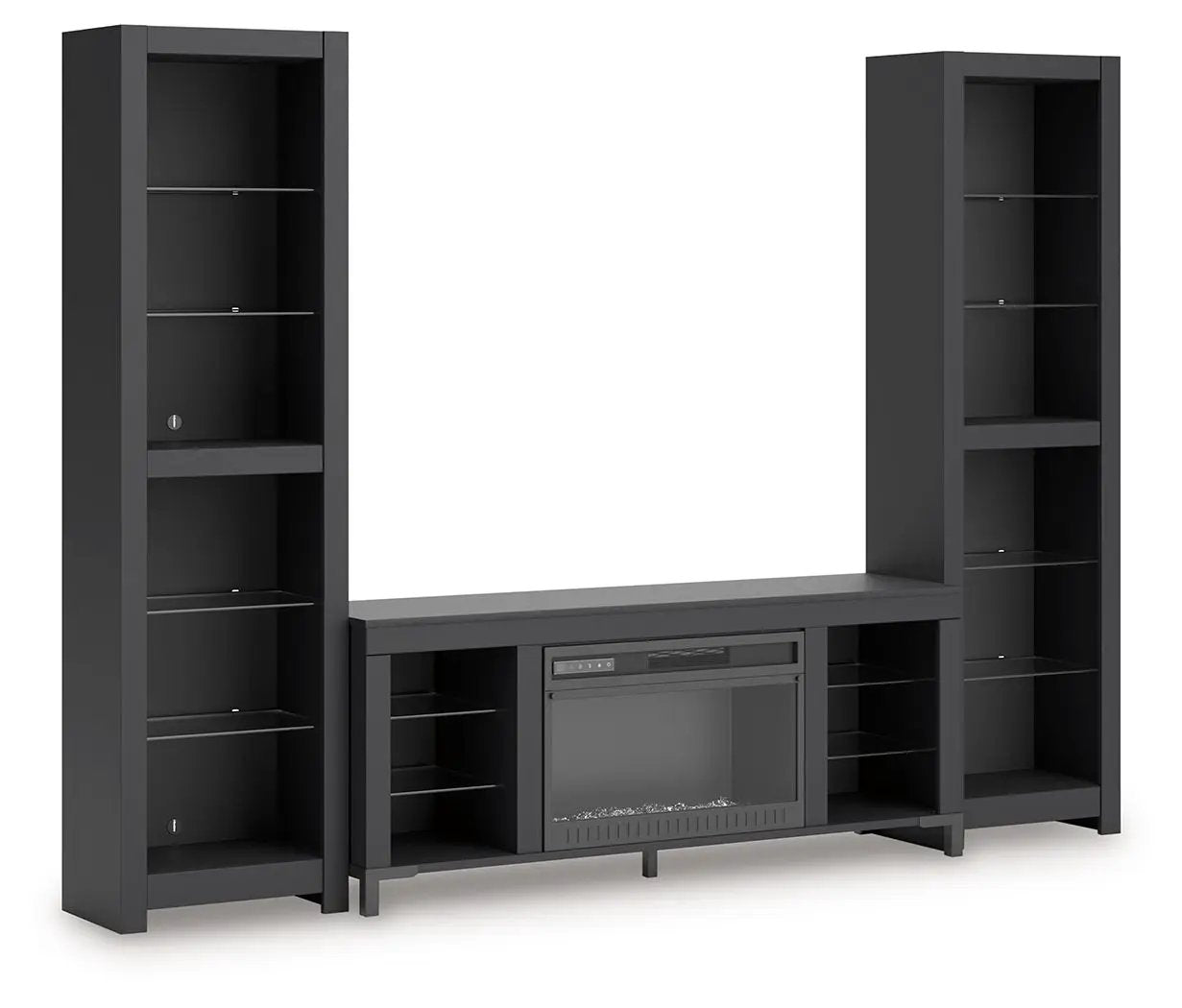 Cayberry - 3-Piece Entertainment Center With Electric Fireplace - Black by Unique Piece Furniture