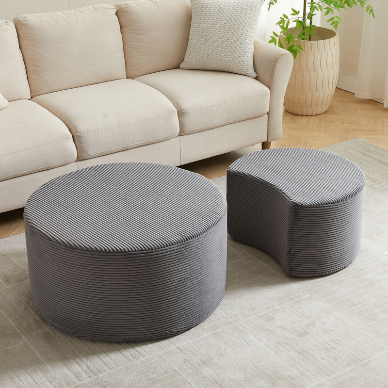 Modern Upholstered Round Coffee Table For Living Room (Set of 2) by HouseOfZazla