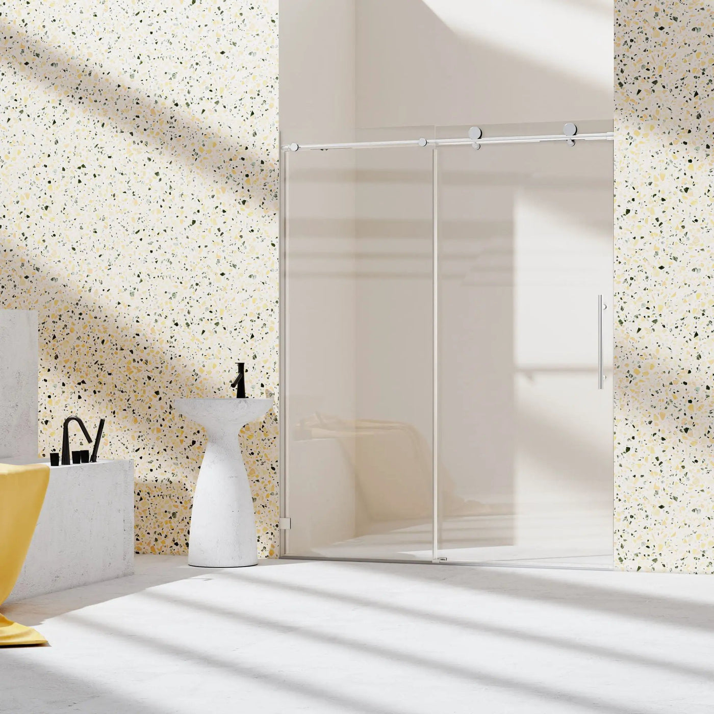 Frameless Single Sliding Soft Close Shower Doors, 5/16" Sgcc Tempered Glass by HouseOfZazla