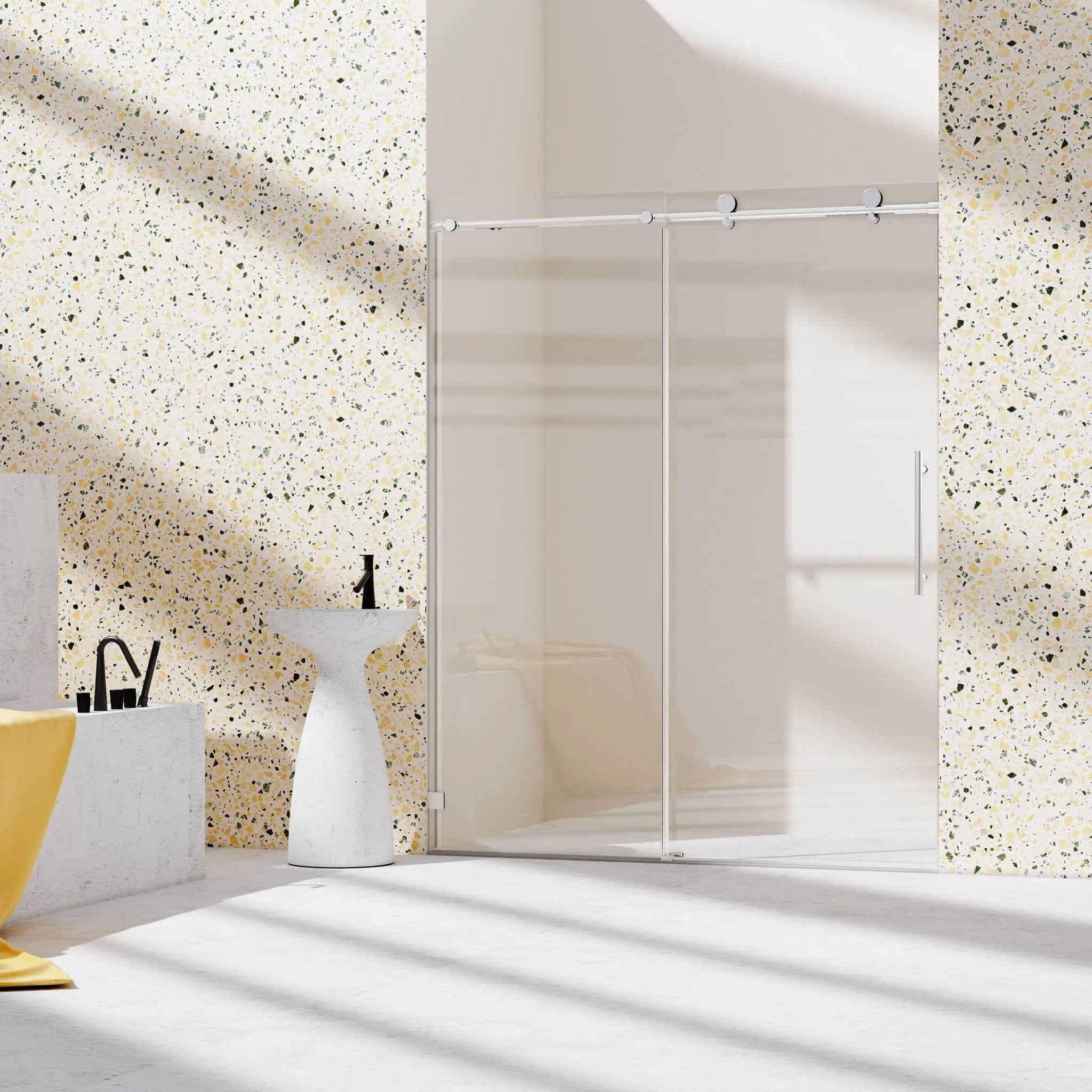 Frameless, Single Sliding Soft Close Shower Doors, 5/16" Sgcc Tempered Glass by HouseOfZazla