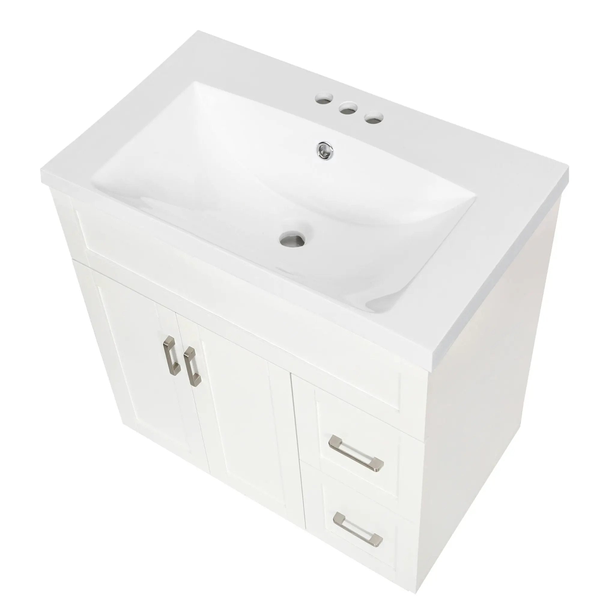 Bathroom Vanity With 2 Doors, 2 Drawers, Adjustable Shelf, Hidden Slides & Soft Close Hinges