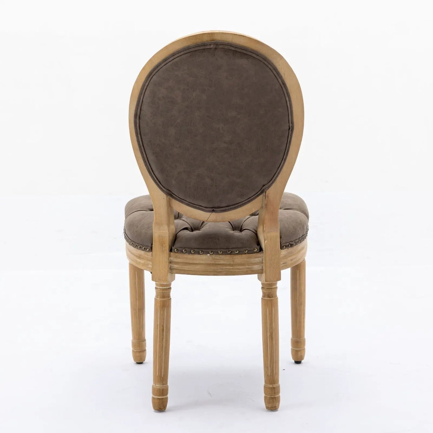 French Style Solid Wood Frame Antique Painting, Hand-Pulled Buckle Decoration Artificial Dining Chair With Nailhead Trim, Wood Legs by HouseOfZazla
