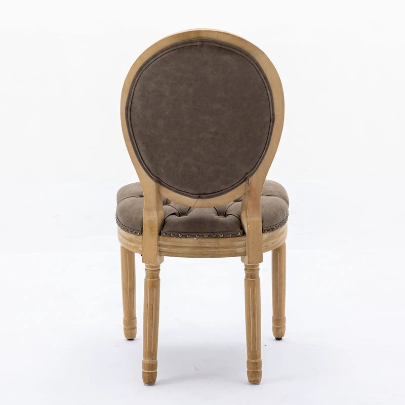 French Style Solid Wood Frame Antique Painting, Hand-Pulled Buckle Decoration Artificial Dining Chair With Nailhead Trim, Wood Legs by Unique Piece Furniture