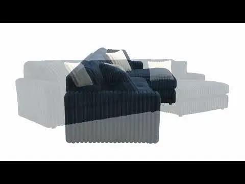 Breton - Sectional Sofa With 4 Pillows - Blue Corduroy by Unique Piece Furniture