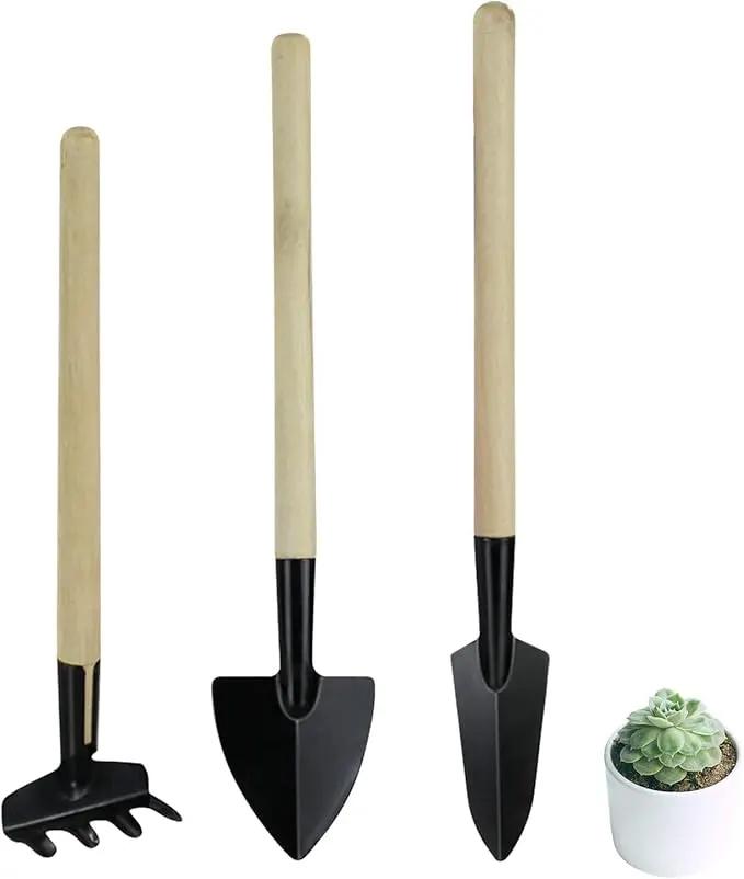 Wishlotus Mini Gardening Tools, 3Pcs Gardening Hand Tools with Non-Slip Handles, Portable Tools Set for Indoor Gardening, Succulents, Bonsai, Gift for Wife and Mother（Thin） by GreenHaven Gardens