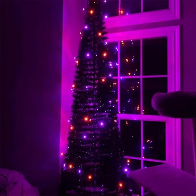 TW SHINE Purple and Orange Halloween Lights, 2 Pack 20FT 100 Count Incandescent Mini String Lights, Waterproof Halloween Decorations for Outdoor Indoor Patio Home Party Garden Yard Decor by GreenHaven Gardens