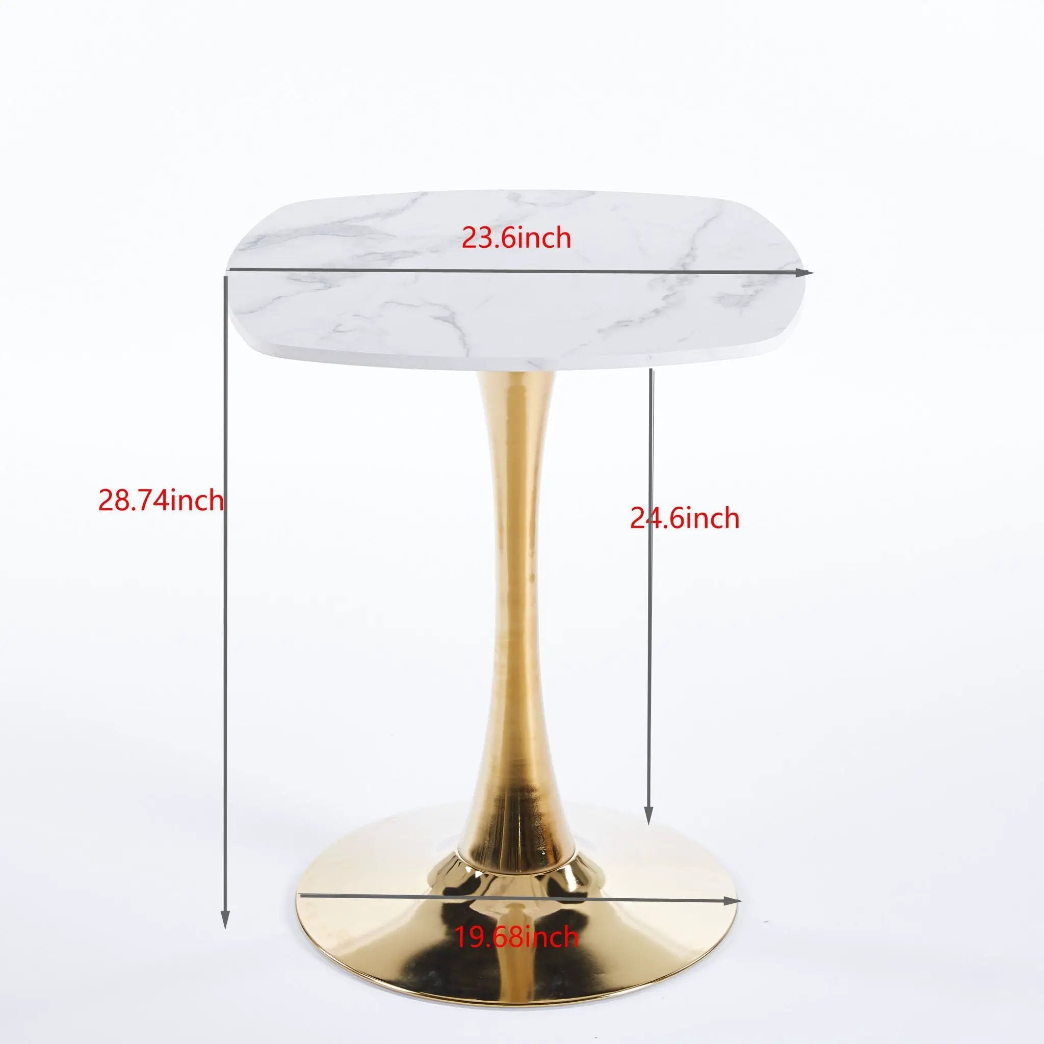 Square Tulip Dining Table For 2 - 4 People - Golden / White