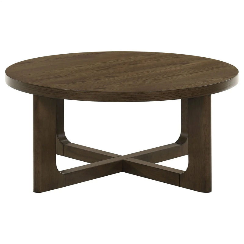Kessler Round Sculptural Wood Coffee Table Brown by Unique Piece Furniture