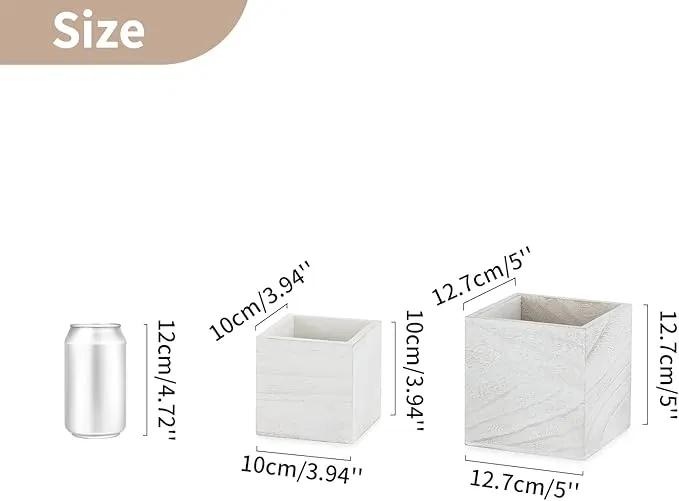NUPTIO Wooden Box for Centerpiece Wedding: 12 Pcs Rustic Square Planter Box Farmhouse Table Fall Decor - 4×4" & 5×5" Whitewashed Small Wood Vases Flower Pots for Windowsill Home Garden by GreenHaven Gardens