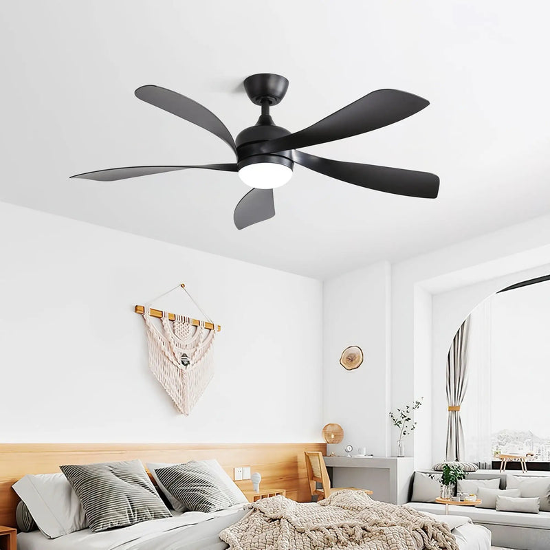 Ceiling Fan With 3-Color Dimmable LED Light and Remote Control - Black by HouseOfZazla