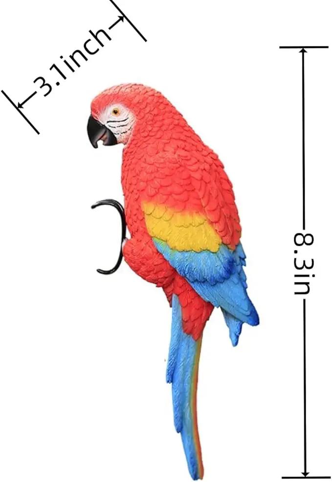 Realistic Parrot Sculpture Resin Hanging Parrots Garden Statues Lifelike Bird Figurines Landscape Ornament Patio Yard Lawn Figurine Tree Decor, Outdoor Garden Wall Statues (Red) by GreenHaven Gardens