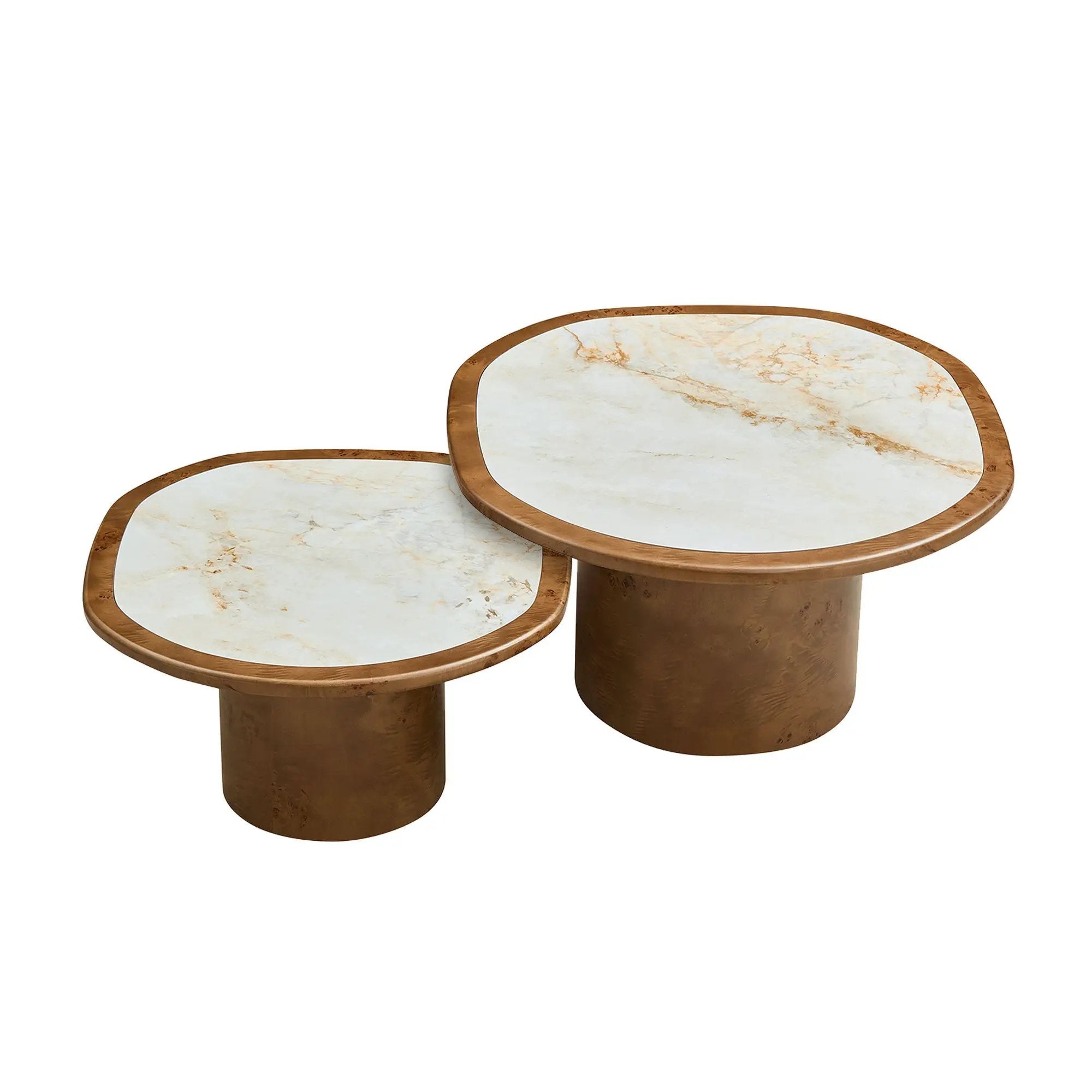 Irregular Coffee Table Set - 2pcs Burl Wood Veneer by HouseOfZazla