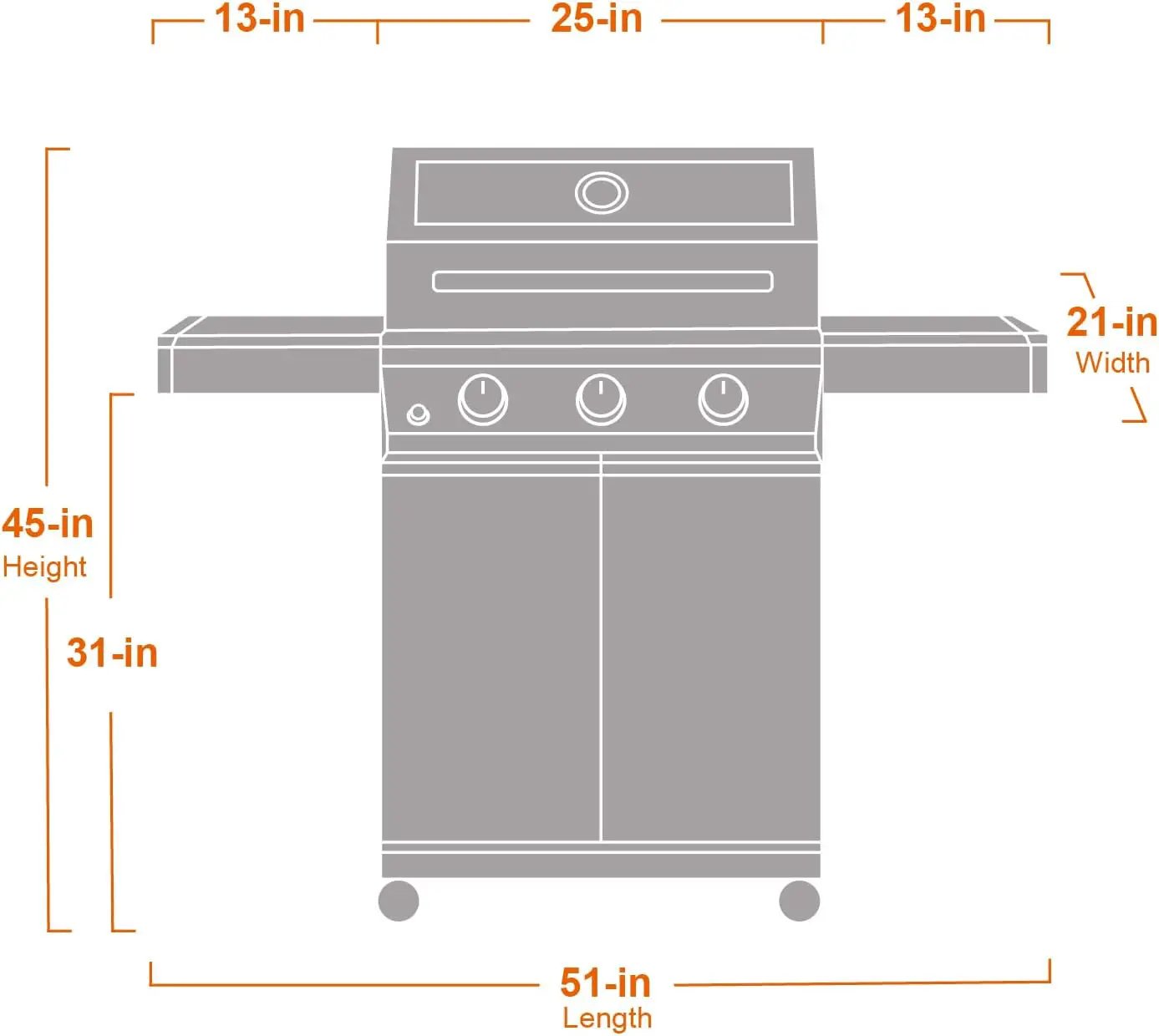 Monument Grills Larger 3-Burner Propane Gas Grills barbeque Stainless Steel Heavy-Duty Cabinet Style with Knob Controls, Outdoor Use, Mesa 300 by GreenHaven Gardens