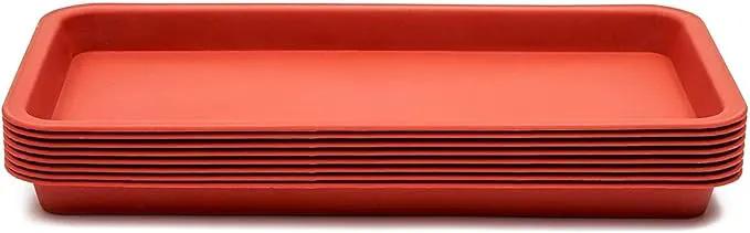 Juvale 8 Pack Plastic Plant Drip Trays for Planters, Pots, Rectangular Saucer Pans for Indoors, Outdoors (Terracotta Red, 6.5x12 in) by GreenHaven Gardens