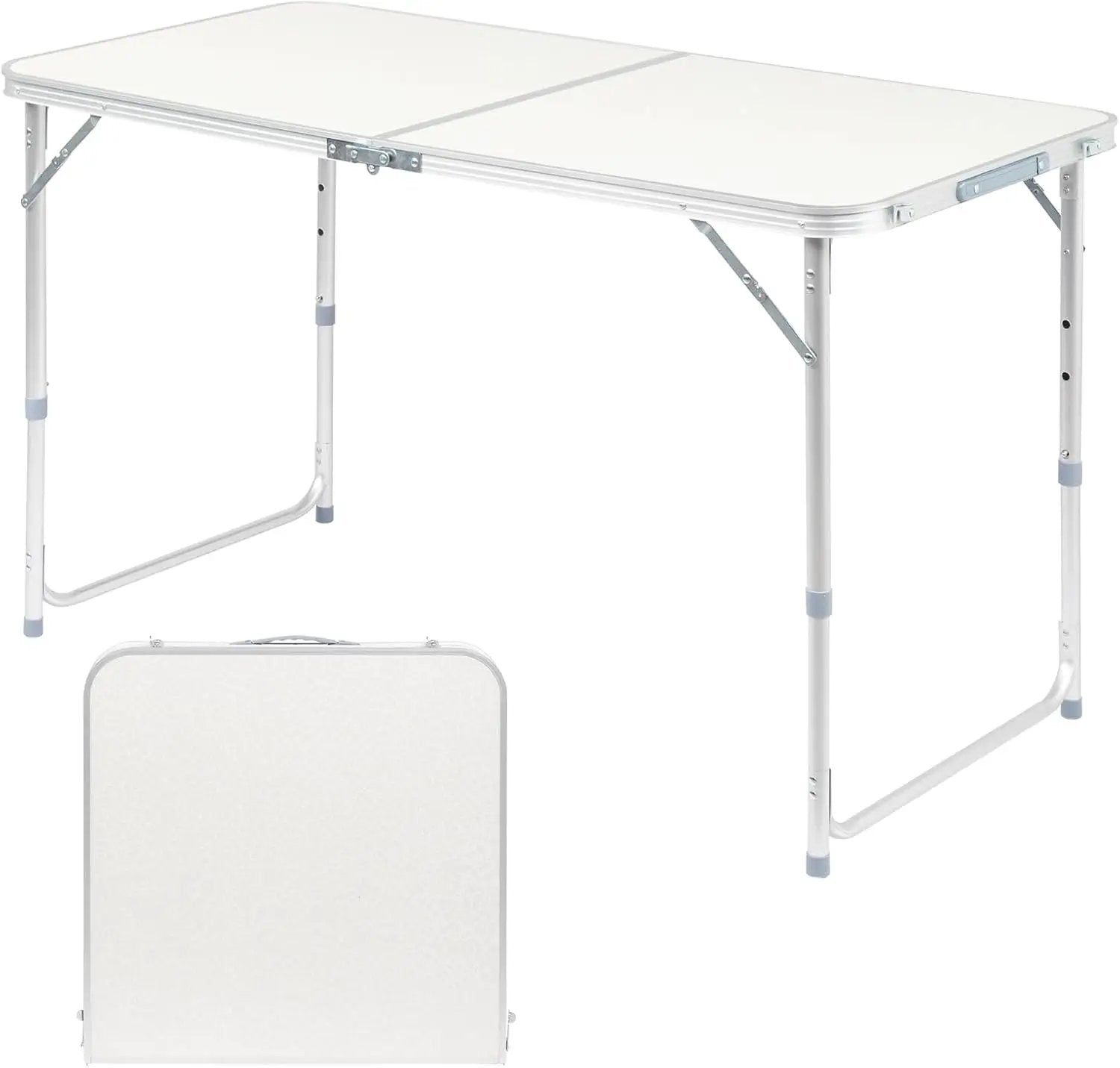 Outvita 4ft Portable Folding Camping Table, Outdoor Waterproof Adjustable Height Table, Aluminum Lightweight Suitcase Foldable Table for Picnic BBQ Beach Dining by GreenHaven Gardens