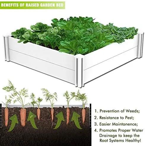 4'x4' White Vinyl Raised Garden Bed Kit, Outdoor Above Ground Garden Box for Growing Vegetables, Flowers, Herbs, DIY Gardening, Whelping Pen and More by GreenHaven Gardens