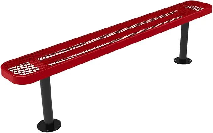 Coated Outdoor Furniture Heavy-Duty Outdoor Bench Thermoplastic Coated, Expanded Metal, Commercial-Grade Seating, Made in America (Surface Without Back, 6 Ft, Textured Red) by GreenHaven Gardens